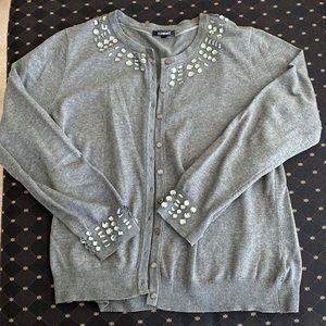 Grey knit cardigan with embellishments